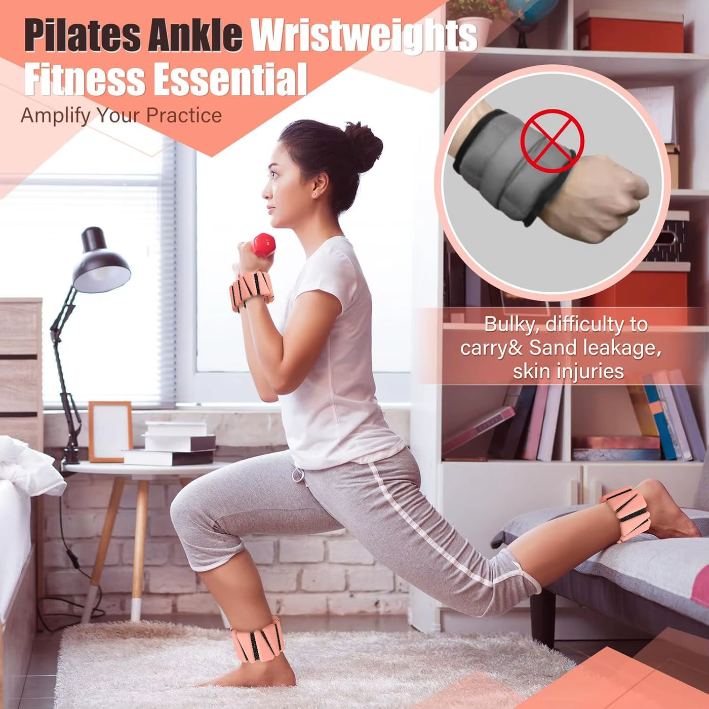 Women'S 4 Lbs Silicone Adjustable Wrist & Ankle Weights for Gym Yoga Pilates Strength Training Running & Walking