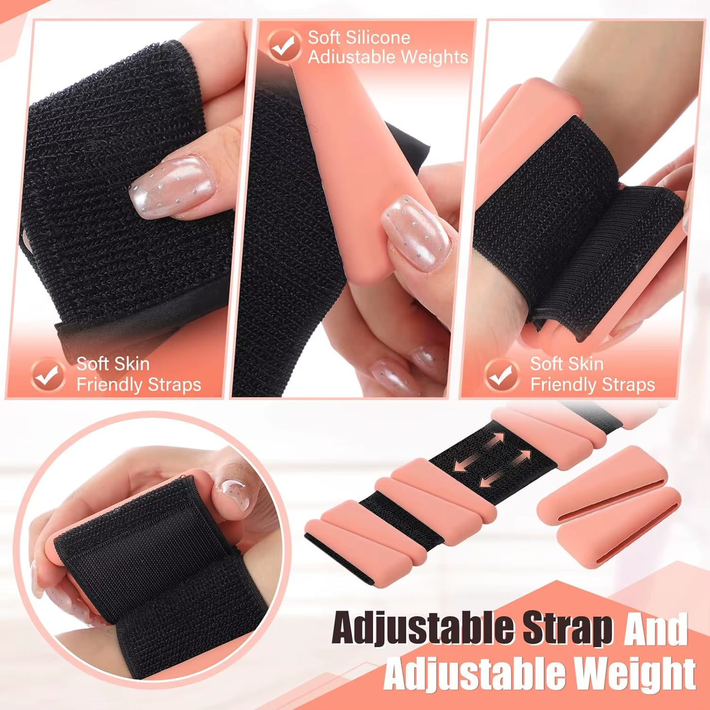 Women'S 4 Lbs Silicone Adjustable Wrist & Ankle Weights for Gym Yoga Pilates Strength Training Running & Walking
