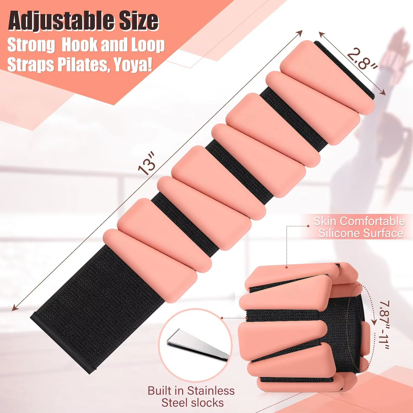 Women'S 4 Lbs Silicone Adjustable Wrist & Ankle Weights for Gym Yoga Pilates Strength Training Running & Walking